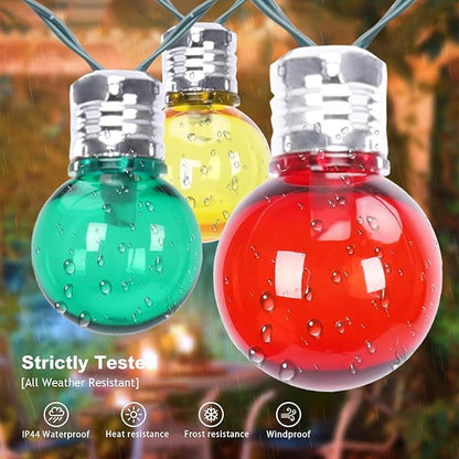 Afirst Solar Colored String Lights 15FT with 15 LED Bulbs Waterproof Christmas Lights for Patio Holiday Party