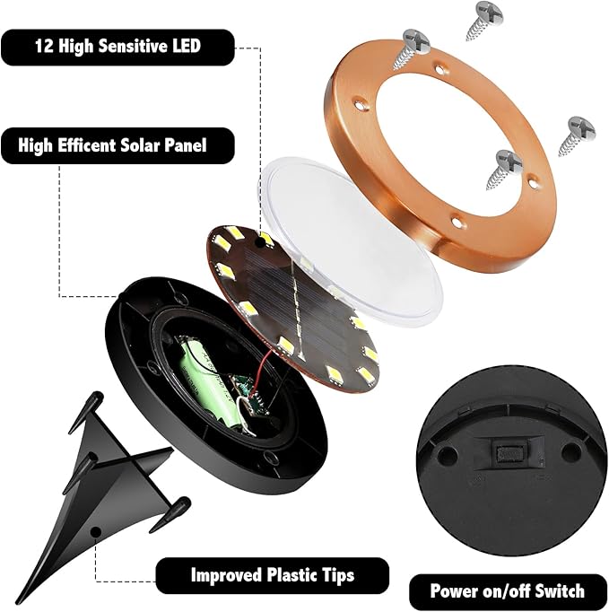 Solar Ground Lights Outdoor Waterproof Flat Garden Solar Disk Lights Outdoor Floor Lights 12 LED 4 Pack for Garden | Lumora