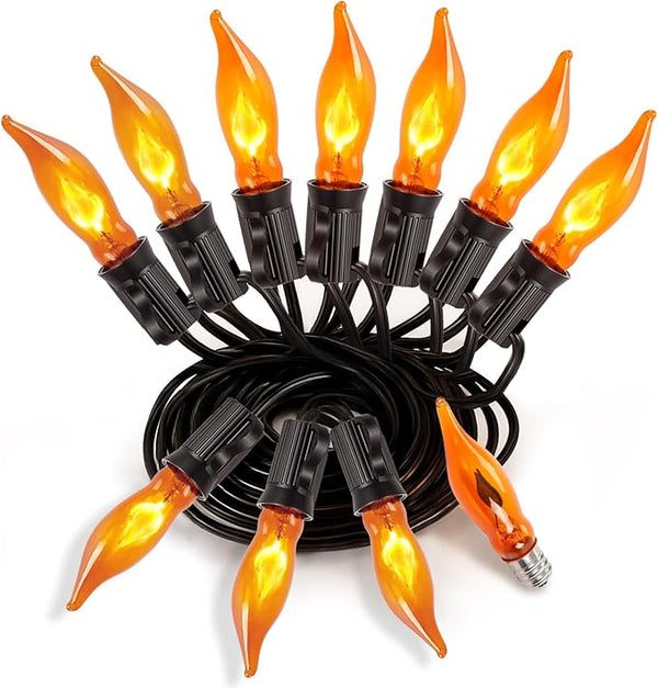 Year-Round Cozy Glow, 50Ft Outdoor Flickering Flame String Lights with 25 E12 Vintage Bulbs, Heavy-Duty | Lumora