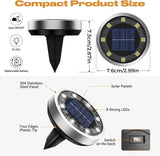Solar Ground Lights,12 Pack Flat Solar Lights Outdoor Waterproof, Bright LED Solar Disc Lights, 6000K Cool White | Lumora