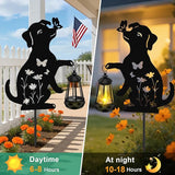 Solar Garden Statues Dog Decor - Outdoor Metal Lantern Silhouette Stake, Waterproof Solar Lights for Yard Patio | Lumora