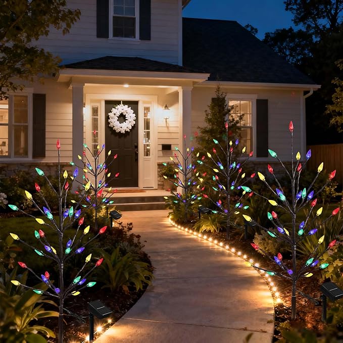 2 Packs Solar Holiday Lights, 80 LED Holiday Decorations Outdoor Solar Garden Lights, Waterproof Strawberry Pathway | Lumora