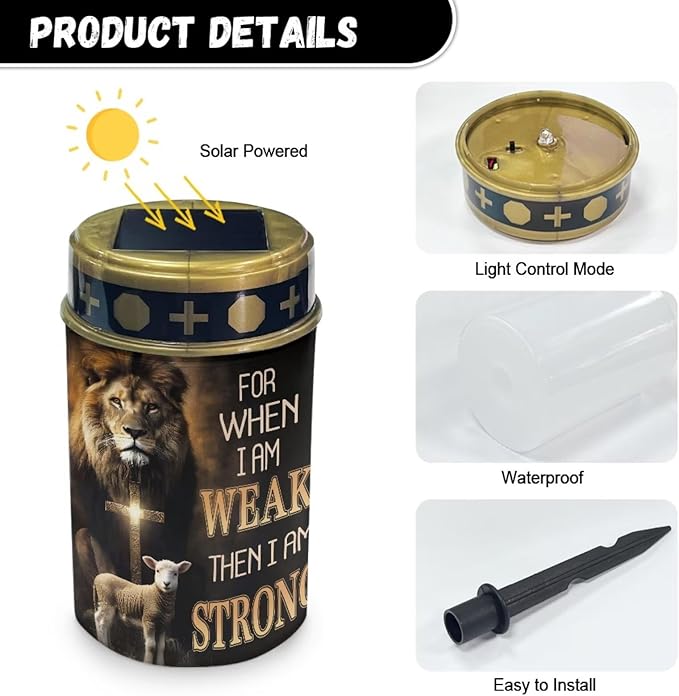 Cross Lion Cemetery Solar Lights for Grave Dove Grave Decorations for Cemetery Auto On/Off LED Solar Light for Landscape Outdoor Cemetery Decor
