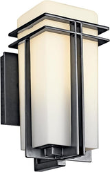 Kichler Tremillo 11.75" Outdoor Wall Lightin Black, 1-Light Exterior Wall Sconce Porch Light with Satin Etched | Lumora