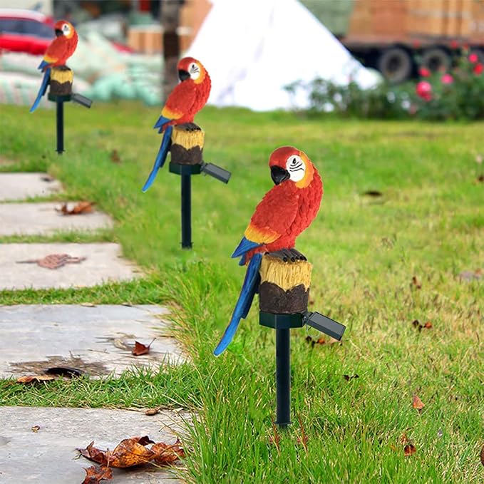 Uonlytech 2pcs Solar Light Backyard for Lamp Stake Lawn Resin Decor Decorative with Landscape Lights Pathway Patio Decorations Decoration Outdoor Parrot Animal Garden Led Ornament