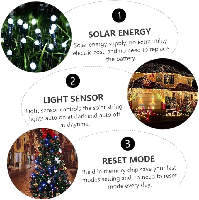 2sets Outdoor Solar Led String Lights of Led Warm Fairy Lights for Christmas Garden Patio Holiday Decor Each | Lumora