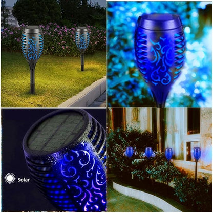 Solar Outside Torch Lights, Outdoor LED Flickering Flame for Garden Decor - 6 Pack, Waterpoorf Landscape Auto On Off Solar Powered Lights for Patio Lawn Yard Driveway Pathway