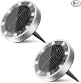 2 Pack Solar Ground Lights Outdoor, 8 LED Mini Flat Solar Disk Lights, IP65 Waterproof Anti-Rust Disc Light | Lumora