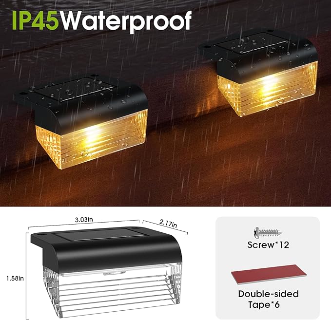 TIJNN Solar Deck Lights, Outdoor Lighting Solar Fence Light Waterproof Backyard Essentials Patio Decor,for Outdoor | Lumora