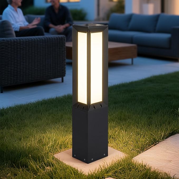 Solar Pathway Lights Outdoor, 31.5" Solar Bollard Light Outdoor, IP65 Waterproof Landscape Path Lights, 3000K LED Driveway Light, Modern Commercial Pathway Lighting for Walkway Garden Lawn Patio
