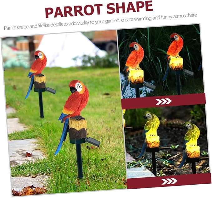 2Pcs Parrot Garden Solar Light Lawn Stake Lamp Led Outdoor Decorative Light for Garden and Landscape Solar Powered Parrot Stake Lamp for Outdoor Decor