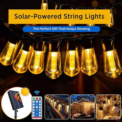 VENETIO 20LED 9m Solar String Lights Outdoor, Auto Light-Sensing 50,000H, IP54 Waterproof Shatterproof, 3000K Warm White with Remote, 8 Modes & 4 Timer/Dimming, Gift for Wedding/Garden/Party