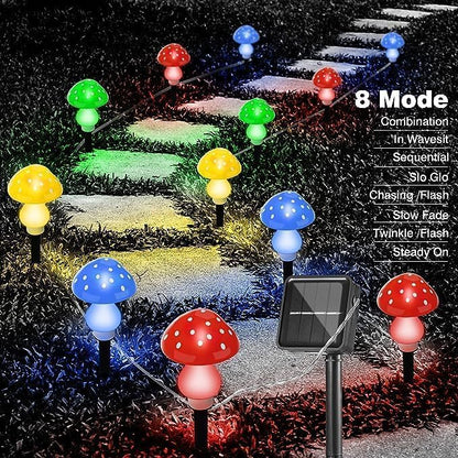 Generic Mushroom Solar Lights Outdoor, Waterproof Mushroom Landscape Lights 8 Lighting Modes Mushroom Garden Fairy Lights (Multi, 12 Pack)