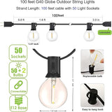 100 Feet G40 LED String Lights Outdoor Shatterproof Patio Lights with 52pcs Replaceable Globe Bulbs for Outside | Lumora