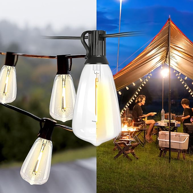 100FT Solar String Lights Outdoor Waterproof, Solar Patio Lights with Remote Control & 30+2 Dimmable ST38 Edison | Lumora