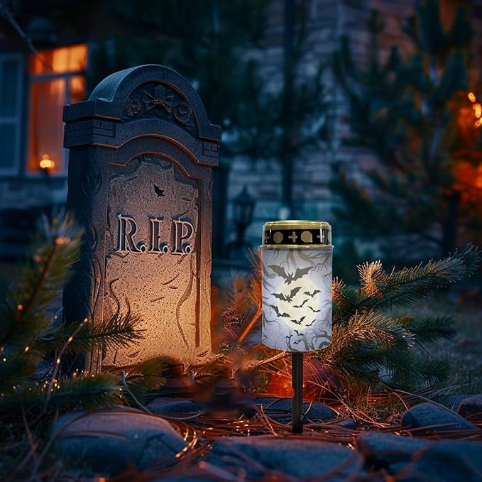 Bats Print Solar Lights Outdoor Waterproof Solar Garden Light Halloween Decoration for Outside Cemetery Grave Yard | Lumora