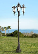 John Timberland Marseille Traditional Outdoor Post Light Street Lantern 3-Light Fixture Textured Black 100" Clear | Lumora