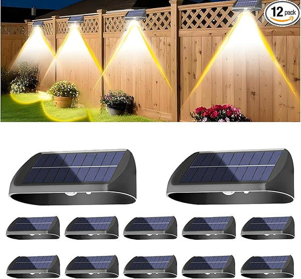 EGOBOO Solar Fence Lights 12 Pack, Backyard Solar Lights Outdoor Waterproof, Dusk to Dawn Auto Lighting Mounted for | Lumora