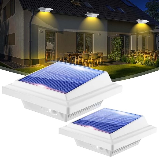 Gutter,40 LED Solar Patio DecorLs,DecklisOutdoor Waterproof Fence Lights for Wall Backyard Porch, Patio, Pool,Step Stairs,Yard, Garden, Pathway (2Pack White, Warm White Light)