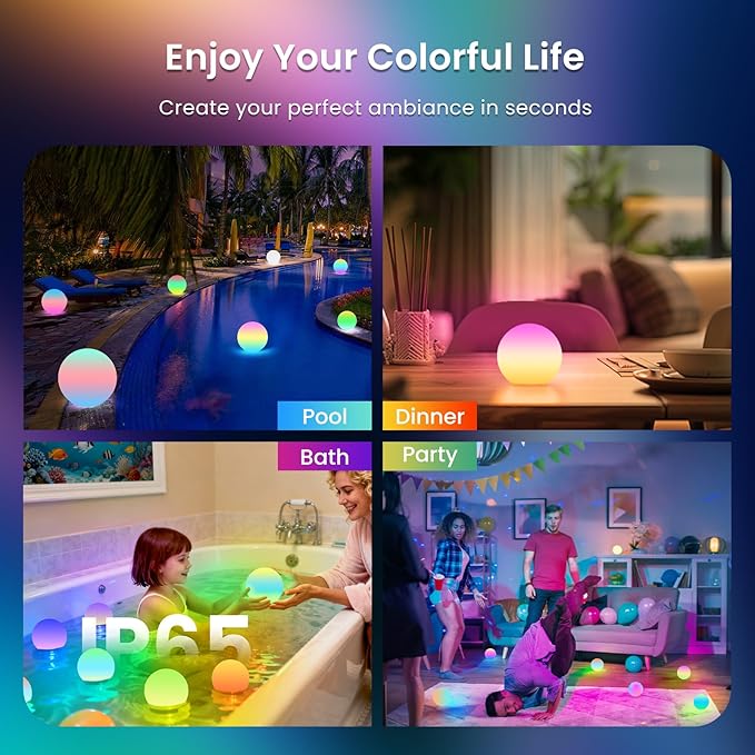 LOFTEK Floating Pool Lights, 3-inch RGBW Color Changing Swimming Pool Lights, IP65 Waterproof - Outdoor Path Light | Lumora