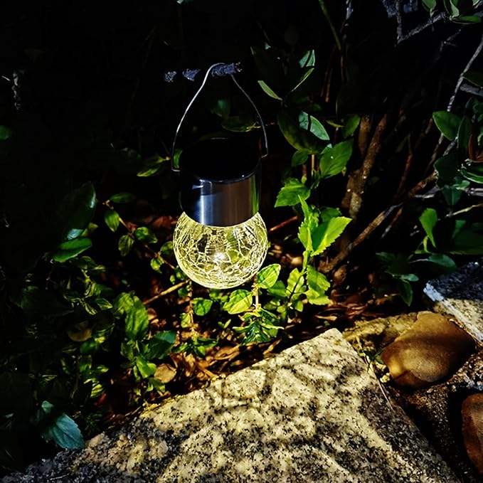 Outdoor Solar Lanterns of 6 Lamp with Handle Hanging Solar Pathway Light for Garden Yard Patio Lawn