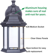 LIT-PaTH Outdoor Wall Lantern, Wall Sconce as Porch Lighting Fixture, E26 Medium Base Max 60W, Aluminum Housing | Lumora