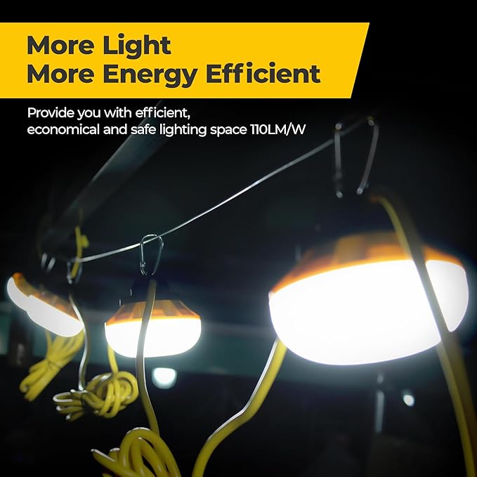 100ft Construction String Lights: 3 Prong 100w 11000lm ETL Certified Bright Industrial Outdoor Temporary Lighting | Lumora