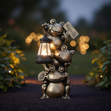 Solar Powered Frog Garden Decor with Lantern, 11.6 Inch Cute Outdoor Frog Statue LED Light – Automatic Solar Light | Lumora