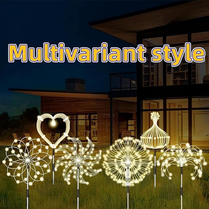 7 Pack Solar Garden Lights, Firework Lights, Solar Light Decorative, 8 Lighting Modes with Remote 120 LED Twinkling Waterproof Landscape Outdoor Decor for Garden Pathway Lawn Decor (Warm White)