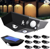 12 Pack Solar Fence Lights, Motion Sensor Outdoor Light with 3 Sided Lighting, 60 Lumens Fence Light Solar Powered | Lumora