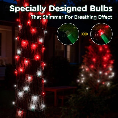LED Valentines Day Lights (Red & White - Breathing, 33.3FT), Mini LED Christmas String Lights, Waterproof Fairy Lights for Outdoor Indoor Holiday Party Patios Wedding Halloween Xmas Decor