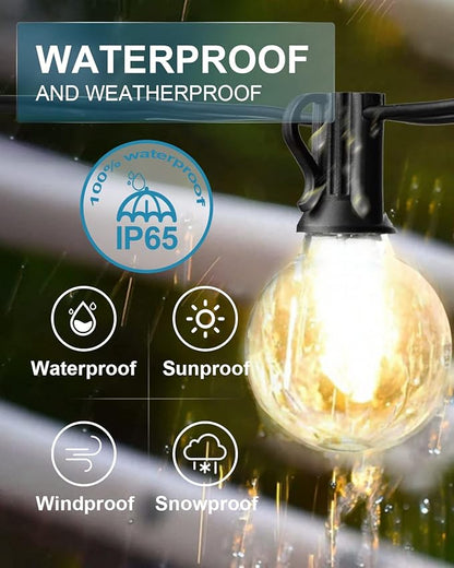 Lightdot 50FT Outdoor String Lights, LED Bistro String Lights with Shatterproof G40 Bulbs, 2700K Dimmable, Waterproof Hanging Lights for Porch, Party, Garden, Backyard, Balcony - ETL Listed