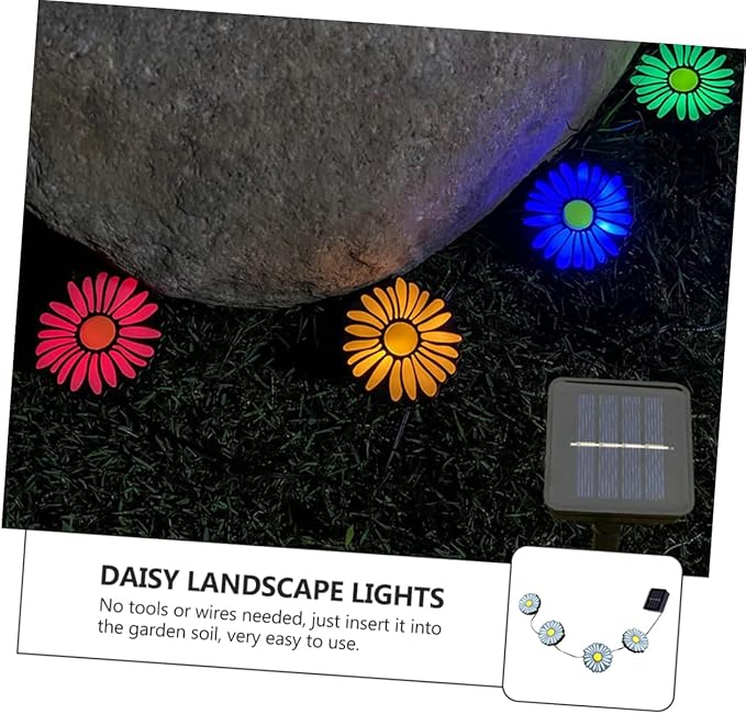 PRETYZOOM Eco-Friendly Led Solar Lawn Lamp Chrysanthemum Garden Decor No Tools Required for Pathway Patio