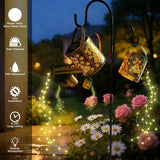 DDQ Solar Watering Can Lights, Warm White/Color LED with Shepherd Hook, IP65 Waterproof Metal Garden Decor, Auto | Lumora