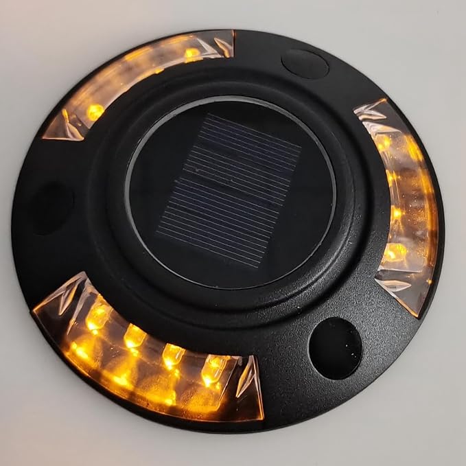 Fafeicy Solar Driveway Marker Light Aluminium Alloy Solar Powered Outdooor IP68 LED Road Studs Lamp for Sidewalk Pathway (Yellow Light)