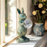 Solar Rabbit Statue with LED Lights, Outdoor Garden Decor, Bunny Figurine for Patio Yard, Lawn Ornament, Easter & | Lumora