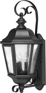 Hinkley Edgewater Medium Wall Mount Outdoor Lantern - Aluminum, Clear Seedy Glass, Traditional - Black Finish | Lumora