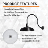 17in. Satin Black Outdoor Gooseneck Barn Light Fixture With 24in. Long Extension Arm - Wall Sconce Farmhouse | Lumora