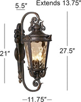 John Timberland Casa Marseille Rustic Industrial Outdoor Wall Light Fixture Warm Bronze Scroll 27 1/2" Hammered | Lumora