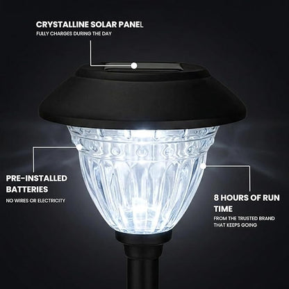 Energizer Solar Outdoor Garden Lights - 10 Pack LED Driveway Solar Lights with 10 Lumen Output, Patterned Glass & Metal Finish, IP65 Waterproof & Easy to Install Garden Lights for Outside - Black
