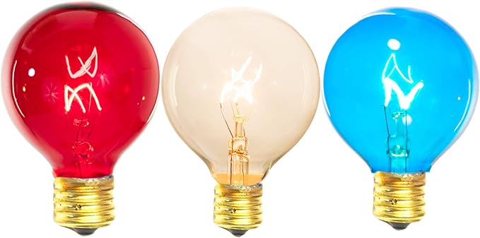 EST. LEE DISPLAY L D 1902 Incandescent Multicolor Red, White, Blue G50 Globe Light Bulbs Transparent Steady E17 Box of 25
