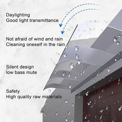 Door Awning Outdoor, Transparent Invisible Rain Shelter Cover, Window Awning,Polycarbonate Awning, UV Rain Snow Sunlight Protection, for Outdoor Front Door Patio-transparent-50x280cm/19.6x110.2in