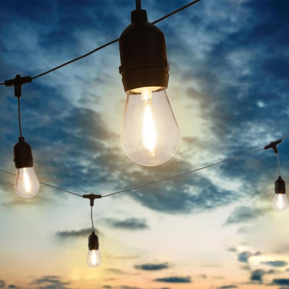 Outdoor String Lights - 50 Ft Patio Lights with 24 Vintage-Style LED Edison Bulbs and Hanging Sockets for Porch, Backyard, and Events by Pure Garden