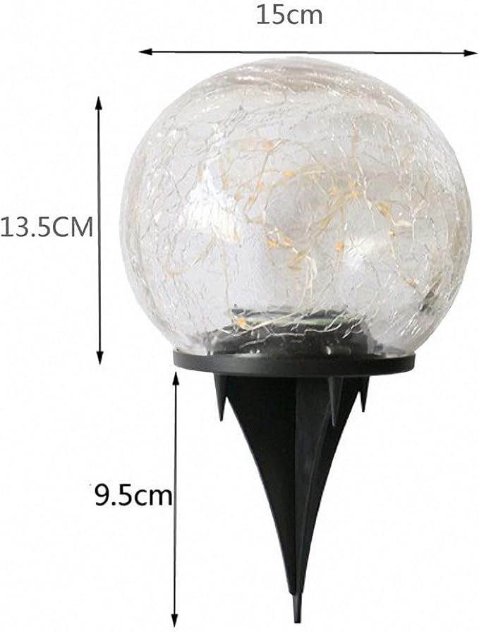 Ulalaza Solar Garden Ground Lights 30 LED Waterproof Bright Outdoor Crack Ball Lamp for Yard Driveway Lawn Patio Pathway（Warm White）
