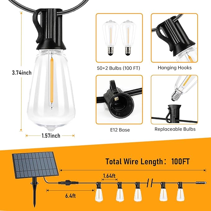 100FT Solar Powered Outdoor Lights with Remote and 111ft Outdoor RGB Eaves Lights | Lumora
