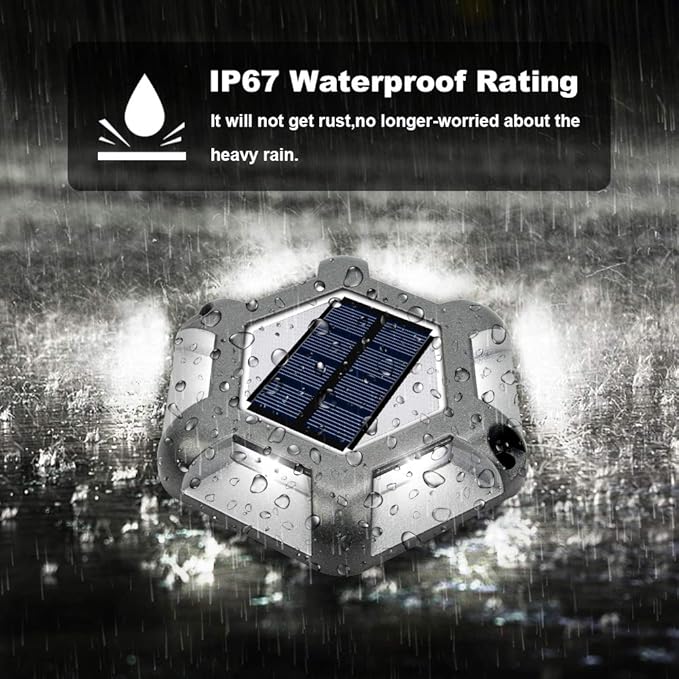 VOLISUN Solar Deck Lights Driveway Dock Lights, 12-Pack Waterproof Outdoor LED Aluminum Dock Lighting Warning Step Light for Driveway Sidewalk Garden Pathway Yard(Warm White+White,2 in 1),Auto On/Off