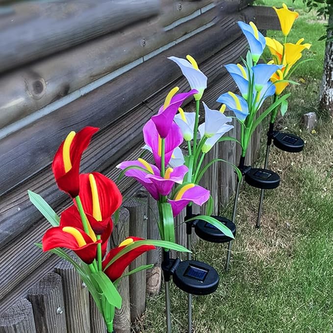 Aolyty Solar Garden Lights Outdoor Decor, Multi-Color Changing LED Solar Calla Lily Flower IP65 Waterpoof Landscape Lghting for Lawn Garden Yard Pathway Decoration (Purple, 2 Pack)