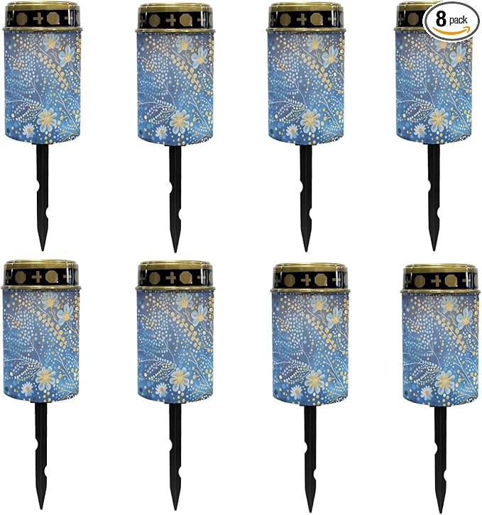 Blue Bling Flower Solar Garden Lights Outdoor LED Lantern Pathway Stake Lights Solar Waterproof Solar-Powered Fairy | Lumora