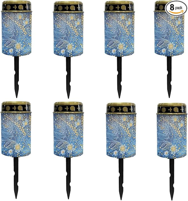 Blue Bling Flower Solar Garden Lights Outdoor LED Lantern Pathway Stake Lights Solar Waterproof Solar-Powered Fairy | Lumora