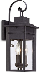 Franklin Iron Works Bransford Traditional Rustic Outdoor Wall Light Fixture Lantern Black Specked Gray 17" Clear | Lumora